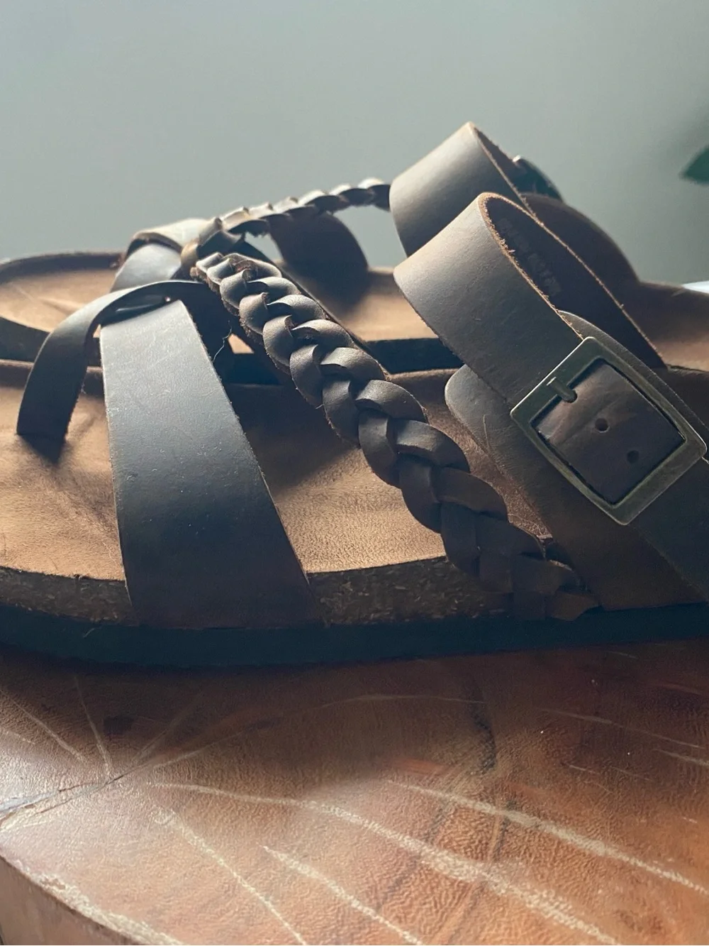 Mountain Sole Brown Braided Leather Slide Sandals - Women